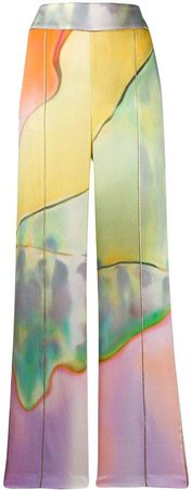 watercolor print trousers