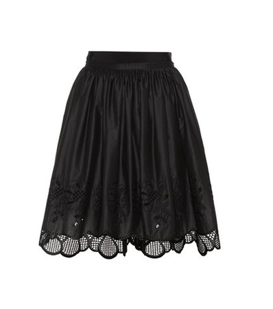 Lace-trimmed cotton skirt
