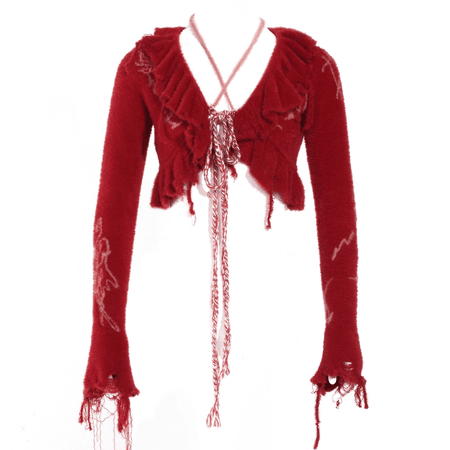 Abstract Print Knit Cardigan - Red – Pixies Bite