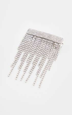 Silver Diamante Tassel Hair Clip | PrettyLittleThing