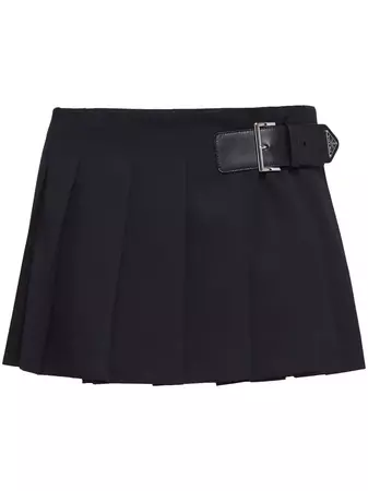 Prada triangle-logo Pleated Miniskirt - Farfetch