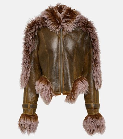X KNWLS Shearling And Leather Jacket in Brown - Jean Paul Gaultier | Mytheresa