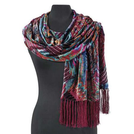 Sequined Peacock Scarf - Women’s Romantic & Fantasy Inspired Fashions
