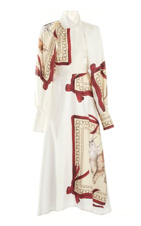 Printed Silk Draped-Sleeve Silk Shirt Dress By Victoria Beckham | Moda Operandi