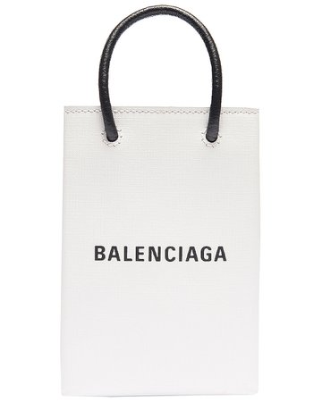 Balenciaga Shopping Phone on Strap Bag in White | FWRD