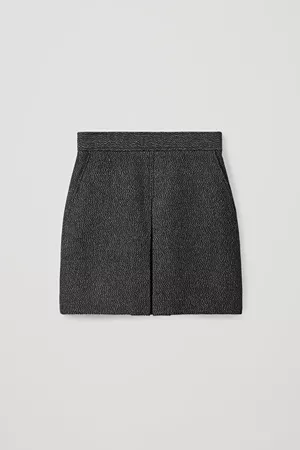 PLEATED A-LINE WOOL-CASHMERE MINI SKIRT - black - Skirts - COS US