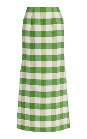 Gingham Linen And Cotton Maxi Skirt By Rosie Assoulin | Moda Operandi