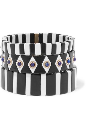 Roxanne Assoulin | Bistro set of three enamel and lapis bracelets | NET-A-PORTER.COM