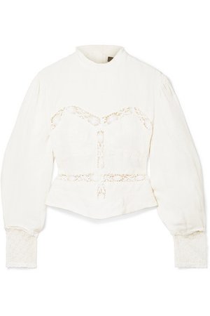 Isabel Marant | Lace-trimmed linen blouse | NET-A-PORTER.COM