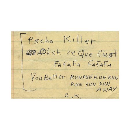 "Psycho Killer" Lyrics Card