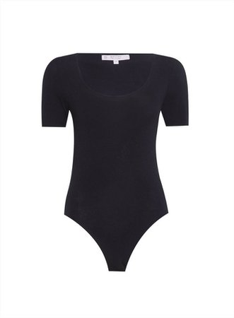 PETITE Black Scoop Neck Bodysuit | Miss Selfridge
