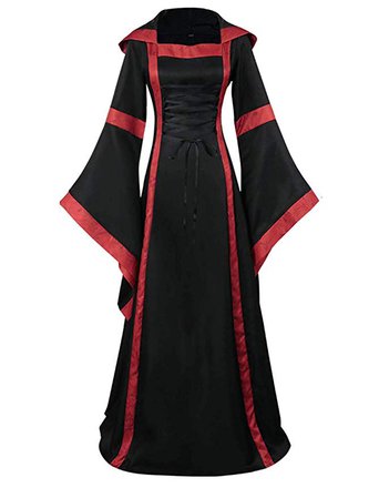 Amazon.com: Victorian Witch Halloween Costume for Women, Vintage Adult Deluxe Hooded Vampire Medieval Renaissance Gown Dress (M, Black): Clothing