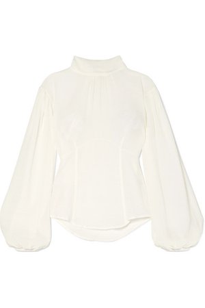 The Range | Vapor tie-detailed crinkled-voile blouse | NET-A-PORTER.COM