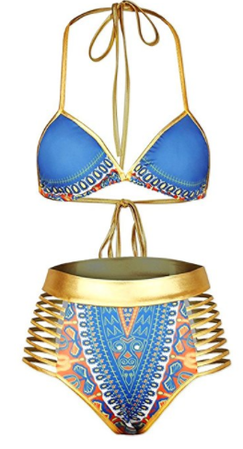Kenya Tribal Metallic Bikini Top/Bottom - Blue – KenteSunwear