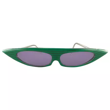 New Vintage Alain Mikli 0104211 Green Grace Jones France Sunglasses 1980''s For Sale at 1stDibs