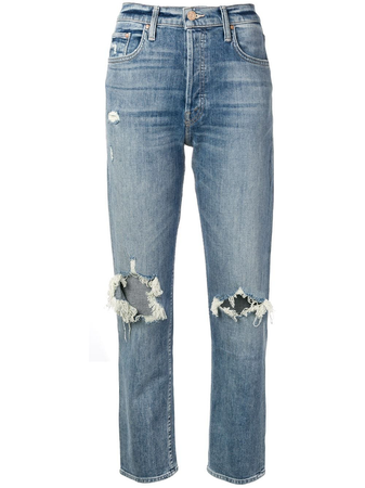 MOTHER cropped distressed jeans