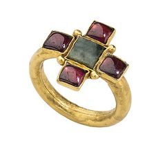 Early Christian Gemstone Ring Date: 4th–5th century Medium: Gold, garnets, and emerald