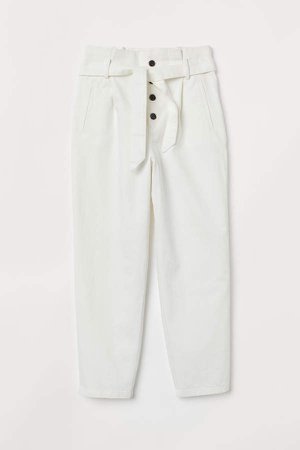 Paper-bag Pants - White