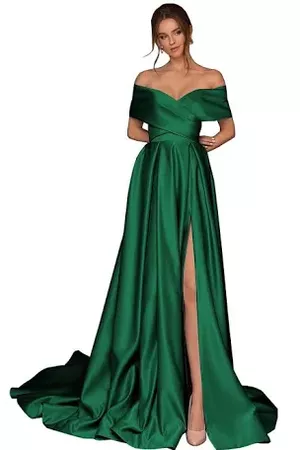 Black satin and green long prom dress A-line evening dress - Google Search