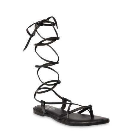 Scoop - Scoop Zoey Lace Up Thong Sandals Women’s - Walmart.com black
