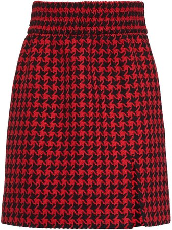 Shop red & black Miu Miu houndstooth jacquard skirt with Express Delivery - Farfetch