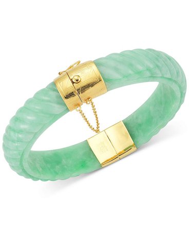 Macy's Dyed Jade Bangle Bracelet in 14k Gold over Sterling Silver