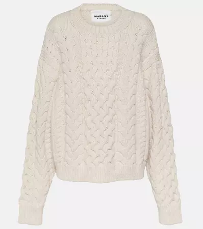 Jake Cable Knit Sweater in White - Marant Etoile | Mytheresa