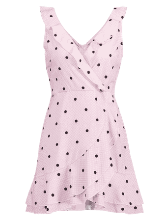 Gingham Polka Dot Ruffle Mini Dress