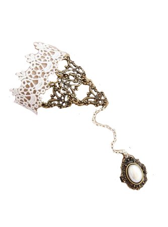 Trad White Cotton Lolita Bracelet And Ring