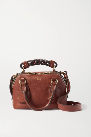 Daria Small Textured And Smooth Leather Tote - Brown
