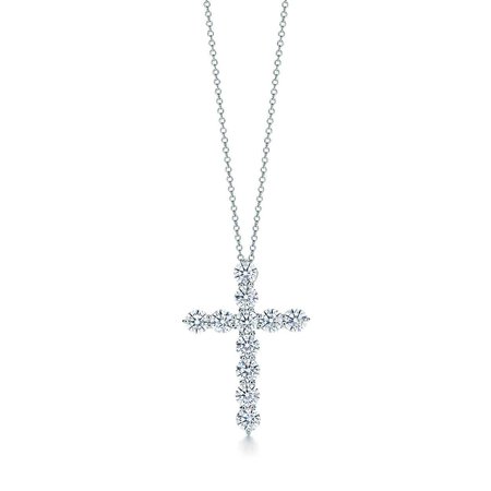 Cross pendant in platinum with diamonds, extra large. | Tiffany & Co.