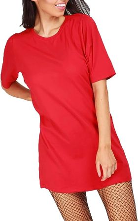 Fashion Star Womens Ladies Plain Short Sleeve Tunic Pullover Oversized Baggy T Shirt Mini Dress : Amazon.co.uk: Fashion