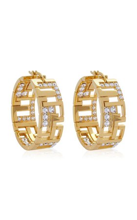 Goldie Crystal-Embellished Gold-Plated Brass Hoop Earrings by Leda Madera | Moda Operandi