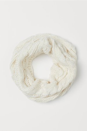 Cable-knit Tube Scarf - Natural white - | H&M US