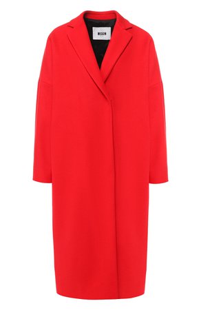 Шерстяное пальто с принтом на спине MSGM красного цвета — купить за 59650 руб. в интернет-магазине ЦУМ, арт. 2541MDC18X 184680
