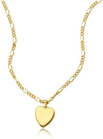 Figaro Chain Heart Pendant Necklace