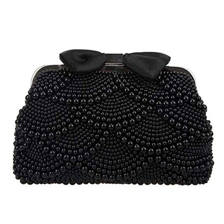 Amazon.com: Fawziya Pearl Clutch Evening Bag Bow Clutches For Women-Black: Shoes