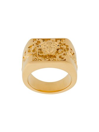 Shop gold Versace Medusa embellished ring with Express Delivery - Farfetch