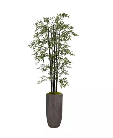Vintage Home 86.25" Tall Bamboo Tree With Decorative Black Poles and Fiberstone Planter