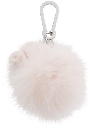 Pink Fur Pom Pom Keychain by Yves Salomon on Sale