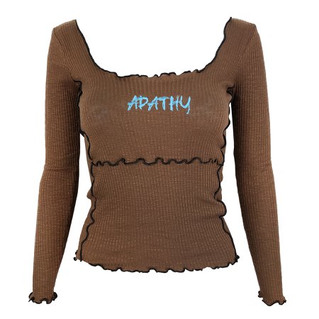 by myob APATHY EMBROIDERY PIPING TOPS -BROWN-