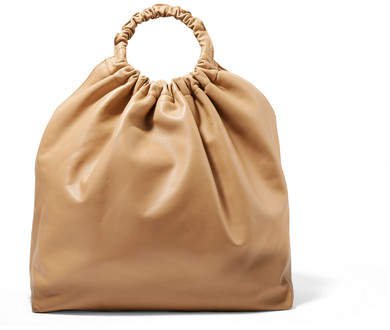 Double Circle Xl Leather Tote - Beige