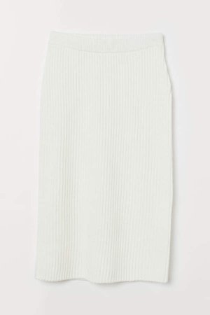 Rib-knit Skirt - White