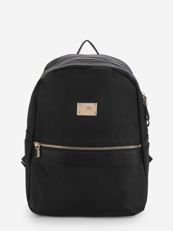 Side Pocket Double Zipper Backpack With ClutchFor Women-romwe