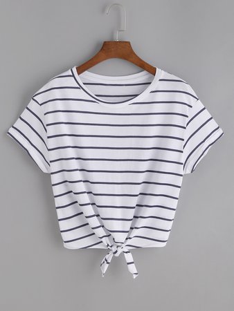 Striped Knot Front Tee