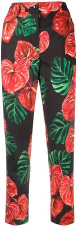 Laceleaf Print Cropped Trousers