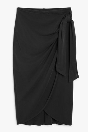Super-soft draped wrap skirt - Washed black - Skirts - Monki WW