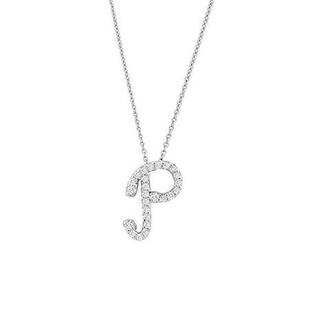 Diamond P Initial Necklace Silver