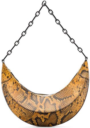 curved snake print shoulder bag
