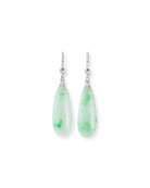 David C.A. Lin Translucent White Jadeite Teardrop Earrings with Diamonds | Neiman Marcus